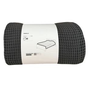 IKEA VARELD Dark Gray Cotton Bedspread, 91x98 "